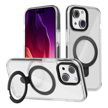 iPhone 15 Plus Zadný kryt proti poškriabaniu TPU+akryl Kompatibilný s MagSafe Kickstand Clear Phone Cover - Black