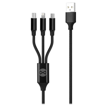 Pletený Nabíjací Kábel USB Forever 3 v 1 - 1.2m