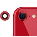 iPhone SE (2022)/SE (2020) Šošovka Fotoaparátu Kov a Ochrana z Tvrdeného Skla - Červená
