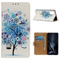 Glam Series Samsung Galaxy S20 Fe Wallet Case - kvitnúci strom / modrá