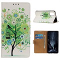 Glam Series Samsung Galaxy S20 Fe Wallet Case - kvitnúci strom / zelená