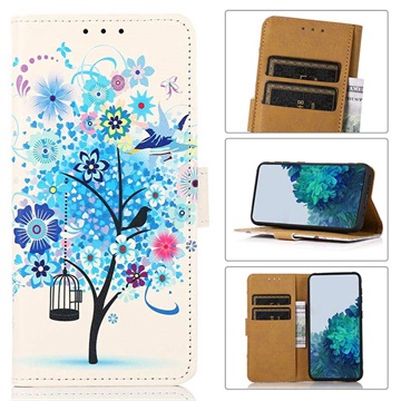 Glam Series Samsung Galaxy A53 5G Púzdro pre peňaženku - kvitnúci strom / modrá