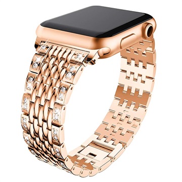 Apple Watch Series 9/8/7/SE/6/5/4/4/3/2/1 Glam Strap - 41 mm/40 mm/38 mm - ružové zlato