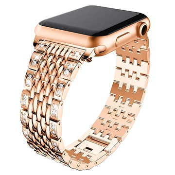 Apple Watch Series Ultra 2/Ultra/10/9/8/7/SE/6/5/4/3/2/1 Glam Strap - 45 mm/44 mm/42 mm - ružové zlato