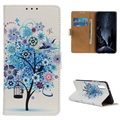 Glam Series Samsung Galaxy A50 Puzdro na peňaženku - kvitnúci strom / modrá