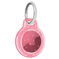 Glitter Powder Apple Airtag puzdro s keychain - ružová