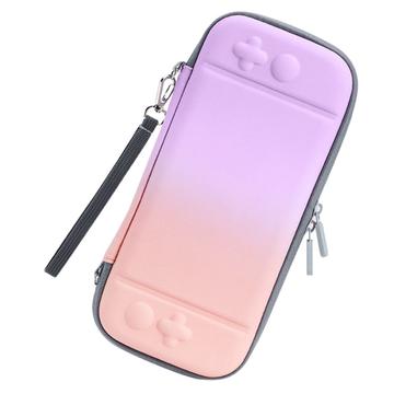 Gradientná farba úložnej tašky pre Nintendo Switch Anti-drop Portable PU Leather Protective Case - Purple/Pink