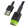Rýcha zelenej bunky Rýchly kábel USB -C s LED svetlom - 1,2 m