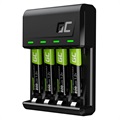 Nabíjačka na batériu so zelenými bunkami s nabíjačkou 4x nabíjateľné batérie AAA