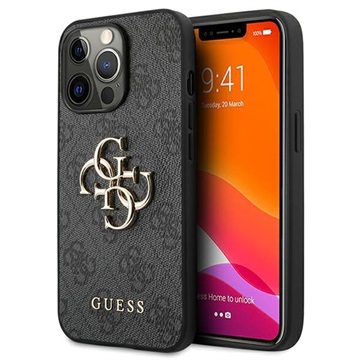 Hádajte 4G veľké kovové logo iPhone 13 Pro Hybrid Case - Black