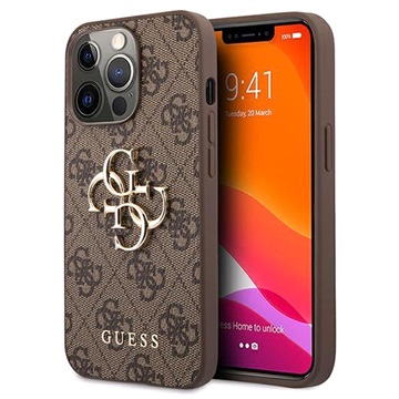 Hádajte 4G veľké kovové logo iPhone 13 Pro Max Hybrid Case - Brown