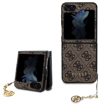 Samsung Galaxy Z Flip5 Guess 4G Charms Collection Hybridné Puzdro - Hnedá