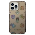 Guess Peony Glitter iPhone 14 Pro Hybrid Case - Black