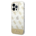 Guess Peony Glitter Script Logo iPhone 14 Pro Hybridné Puzdro - Zlaté