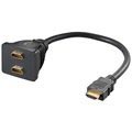 Adaptér HDMI / 2X HDMI so zlatými kontaktmi - 10 cm