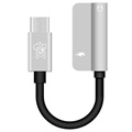 Hat Prince HC-13 USB-C / 3,5 mm a zvukový adaptér typu C-strieborné