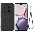 Honor X60 Pro/X9c/Magic7 Lite Liquid Silicone Case with Hand Strap - Black