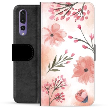 Huawei P20 Pro prémiové puzdro na peňaženku - Ružové kvety