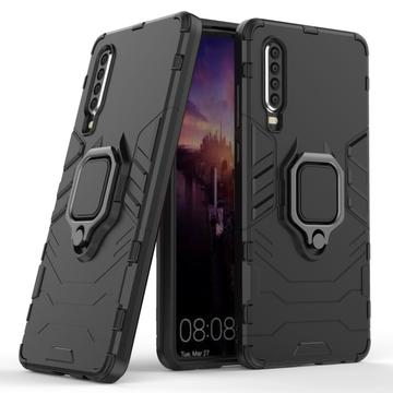 Huawei P30 Hybrid Case s Držiakom Prsteňa - Černá