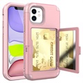 iPhone 12 mini hybridné puzdro so skrytým zrkadlom a slotom na kartu - ružová