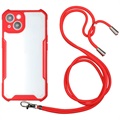 hybridný puzdro iPhone 13 s šnúrkou - červená