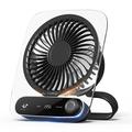 JF136 Wide-Angle Portable Desk & Hanging Fan with 199 Speed Level - Black