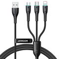 JOYROOM SA33-1T3 Starry Series 1,2 m dátový kábel 3 v 1 USB-A na IP+Type-C+Micro 3,5A nabíjací kábel