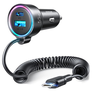 Joyroom Jr-Cl07 3-v-1 káblové nabíjačky rýchleho automobilu 55W-USB-C-čierna