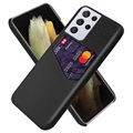 KSQ Samsung Galaxy S21 Ultra 5G puzdro s vreckom na kartu - čierna