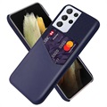 KSQ Samsung Galaxy S21 Ultra 5G puzdro s vreckom na kartu - modrá