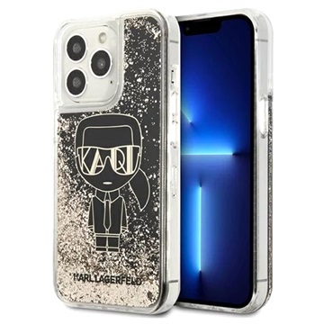 Karl Lagerfeld Gatsby Liquid Glitter iPhone 13 Pro Case - Čierna