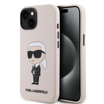 Karl Lagerfeld Ikonik silikónové puzdro iPhone 15 - Ružová