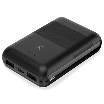 KSIX Slim USB -C a 2XUSB Power Bank - 10000 mAh - čierna