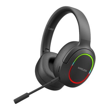 L800 Bezdrôtové slúchadlá Hudobná herná náhlavná súprava Skladacie Bluetooth slúchadlá s LED svetlami / mikrofónom - čierne