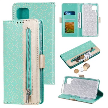 Čipkovaný vzor Huawei P40 Lite Wallet Case - Green