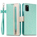 Čipkovaný vzor Samsung Galaxy A41 Puzdrá peňaženky - zelená