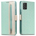 Čipkový vzor Samsung Galaxy A52 5G, Galaxy A52S peňaženka - zelená