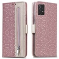 Čipkovaný vzor Samsung Galaxy A52 5G, Galaxy A52S peňaženka - ružová
