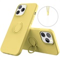 iPhone 13 Pro Liquid Silikone puzdro s držiakom krúžku - žltá