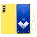 Tekutý silikónový obal na Samsung Galaxy S21 FE 5G - žltá
