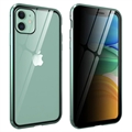 Magnetické Puzdro na iPhone 11 s Tvrdeným Sklom na Ochranu Súkromia - Zelená