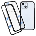 Magnetické puzdro iPhone 13 s temperovaným sklom - čierna