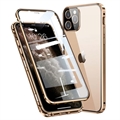 Magnetické Puzdro na iPhone 11 Pro s Tvrdeným Sklom - Zlato