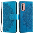 Samsung Galaxy A14/A14 5G Séria Mandala Puzdro - Modrá