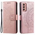 Samsung Galaxy A14/A14 5G Séria Mandala Puzdro - Ružové zlato