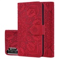 Séria Mandala Samsung Galaxy Note10+ puzdro na peňaženku - červená