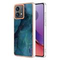 Motorola Moto G84 Marble Pattern Electroplated IMD TPU Case - Green