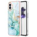 Mramorový vzor elektroplatovaný IMD Nothing Phone (1) TPU Case - zelená