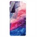 Mramorový vzor elektroplatovaný IMD Samsung Galaxy S21 Fe 5G TPU Case - Modrá / Ružová