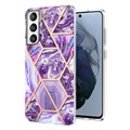 Mramorový vzor elektroplatovaný IMD Samsung Galaxy S21 Fe 5G TPU Case - Purple